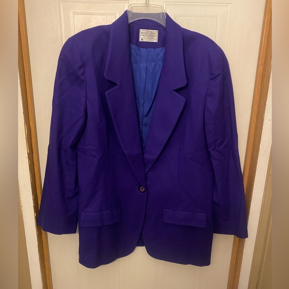 2 Piece Pendleton Vintage Purple Single-Button Women's Blazer/Skirt Suit